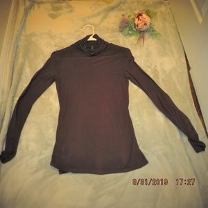 Brown, long-sleeved turtleneck.